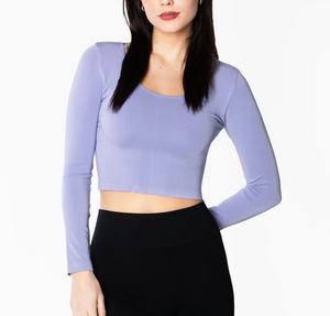 C'est Moi Bamboo Long Sleeve Crop Scoop Top