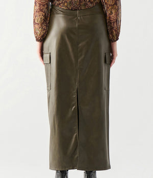 Dex Faux Leather Cargo Maxi Skirt