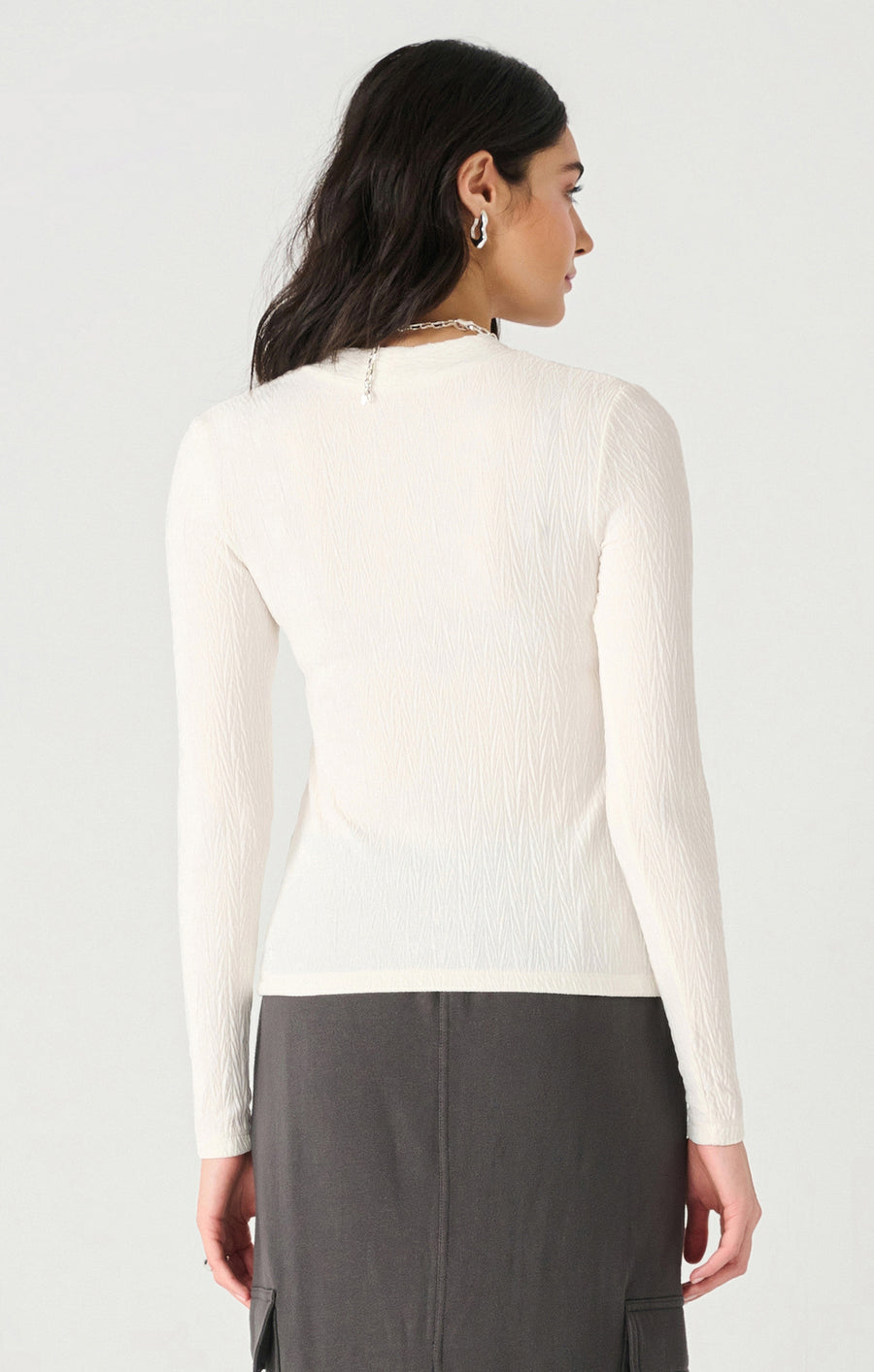 Dex L/S Textured Twist Front Top