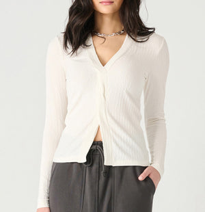 Dex L/S Textured Twist Front Top