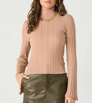 Dex Mock Neck Ribbed Top