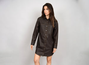 RD Style Faux Leather Button Up