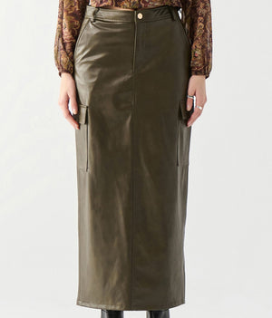 Dex Faux Leather Cargo Maxi Skirt