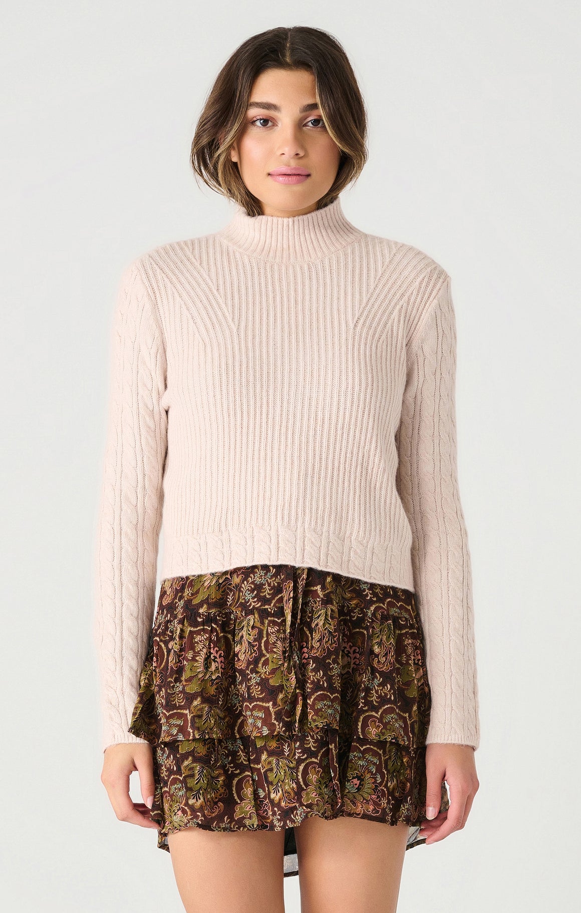 Dex Mock Neck Cable Knit Sweater