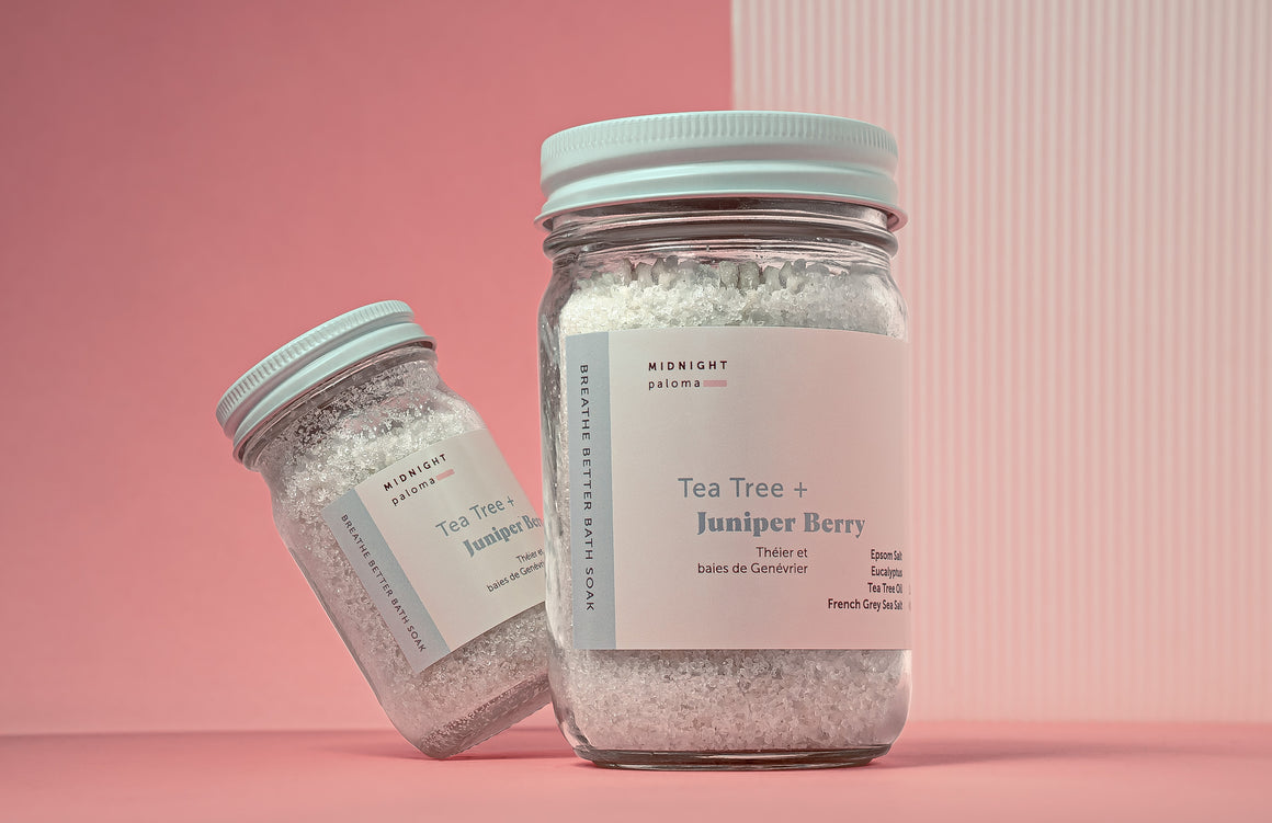 Midnight Paloma brand Tea Tree and Juniper Berry scented Epson Salt bath Soak