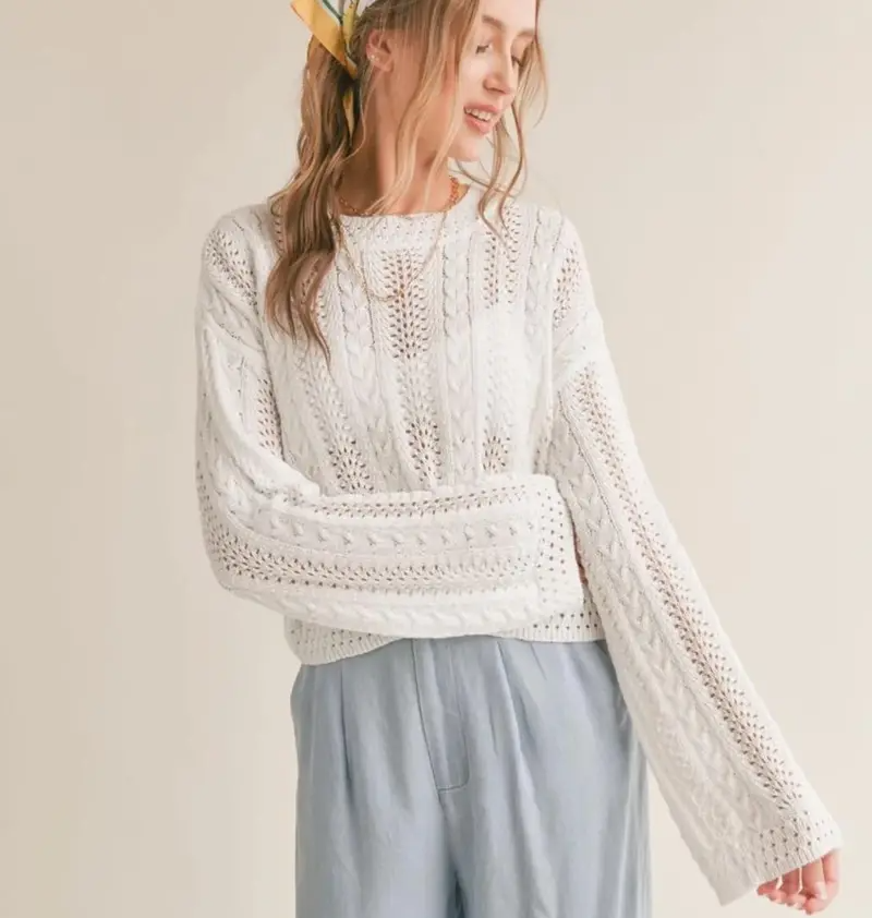 Sadie & Sage Ella Spring Cableknit Sweater